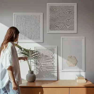Set de cuadros modernos para salón con diseño de texturas de arena estilo boho