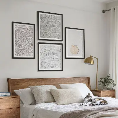 Set de cuadros modernos para salón con diseño de texturas de arena estilo boho