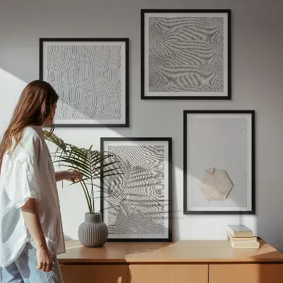 Set de cuadros modernos para salón con diseño de texturas de arena estilo boho