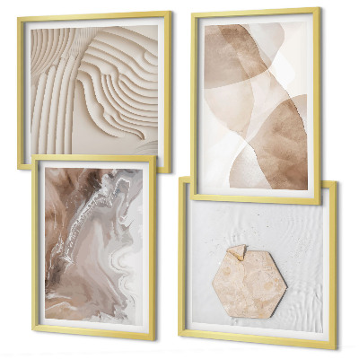Set de 4 cuadros para salón Estructuras pintadas abstractas