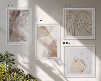 Set de 4 cuadros para salón Estructuras pintadas abstractas