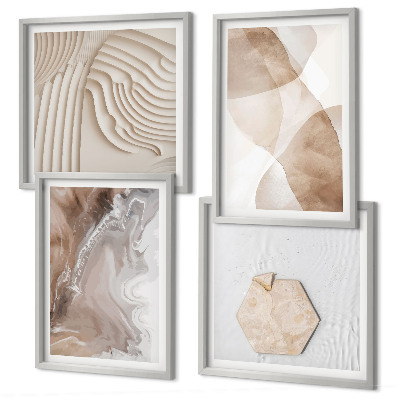 Set de 4 cuadros para salón Estructuras pintadas abstractas