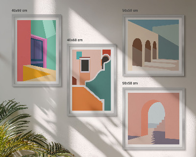 Set de cuadros modernos para salón Ilustraciones coloridas de la ciudad