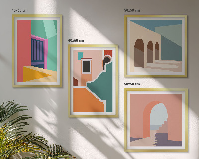 Set de cuadros modernos para salón Ilustraciones coloridas de la ciudad