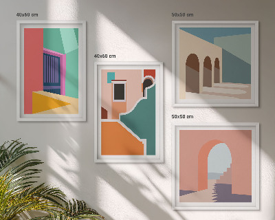 Set de cuadros modernos para salón Ilustraciones coloridas de la ciudad