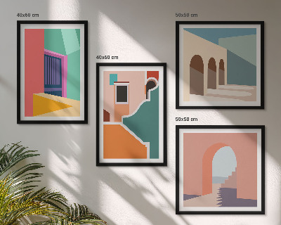 Set de cuadros modernos para salón Ilustraciones coloridas de la ciudad
