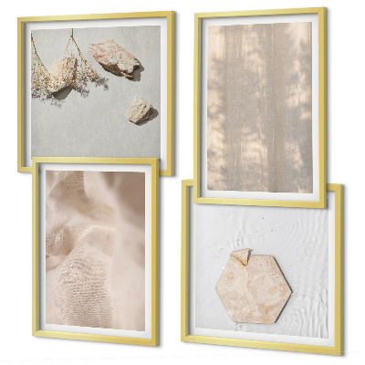 Set de 4 cuadros para salón Texturas naturales de estilo bohemio sutil