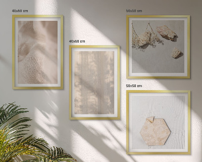 Set de 4 cuadros para salón Texturas naturales de estilo bohemio sutil
