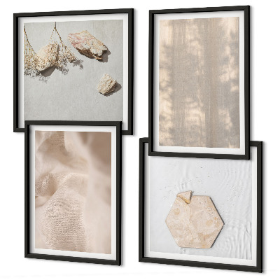 Set de 4 cuadros para salón Texturas naturales de estilo bohemio sutil