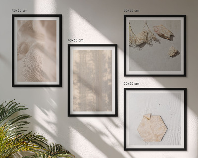 Set de 4 cuadros para salón Texturas naturales de estilo bohemio sutil