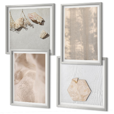 Set de 4 cuadros para salón Texturas naturales de estilo bohemio sutil