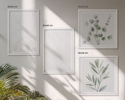 Set de cuadros modernos para salón Estructura de mármol, ramitas en tonos pastel