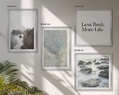 Set de 4 cuadros para salón diseño melancolía de mármol verde