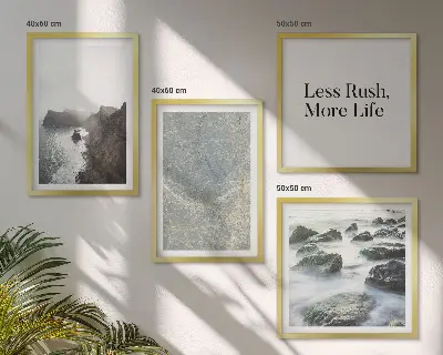 Set de 4 cuadros para salón diseño melancolía de mármol verde