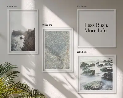Set de 4 cuadros para salón diseño melancolía de mármol verde