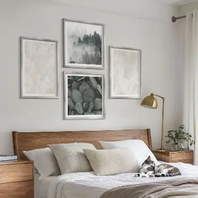 Set de cuadros modernos para salón con diseño de mármoles de piedra en tonos pastel