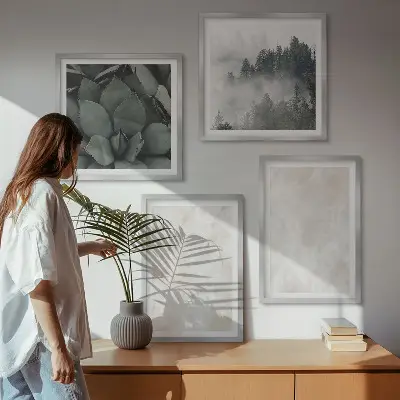 Set de cuadros modernos para salón con diseño de mármoles de piedra en tonos pastel