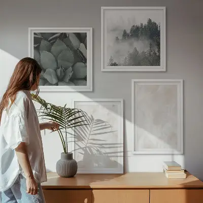 Set de cuadros modernos para salón con diseño de mármoles de piedra en tonos pastel