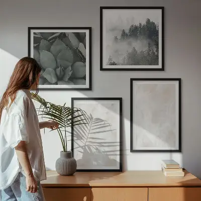Set de cuadros modernos para salón con diseño de mármoles de piedra en tonos pastel