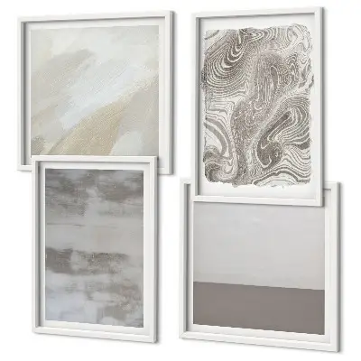 Set de 4 cuadros decorativos para salón con estructuras de diseño industrial