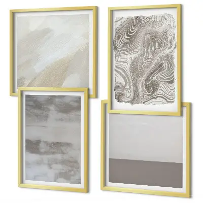 Set de 4 cuadros decorativos para salón con estructuras de diseño industrial