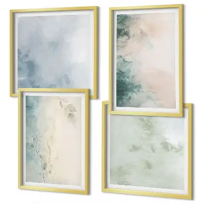 Galería de pared cuadro en lienzo con diseño de acuarela derramada