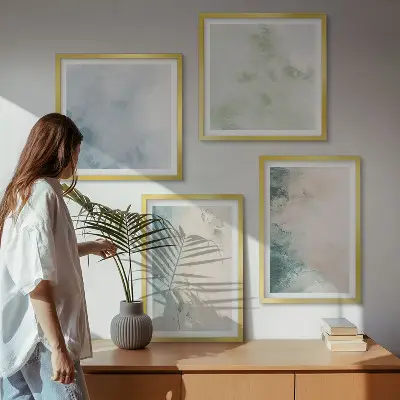 Galería de pared cuadro en lienzo con diseño de acuarela derramada