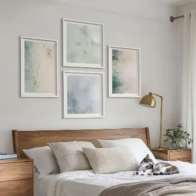 Galería de pared cuadro en lienzo con diseño de acuarela derramada