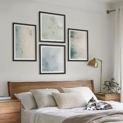 Galería de pared cuadro en lienzo con diseño de acuarela derramada
