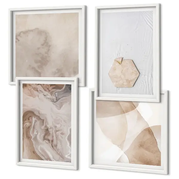 Set de cuadros modernos para salón con diseño abstracto inspirado en la naturaleza