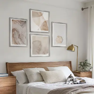 Set de cuadros modernos para salón con diseño abstracto inspirado en la naturaleza