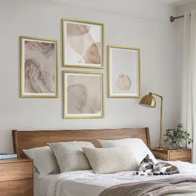 Set de cuadros modernos para salón con diseño abstracto inspirado en la naturaleza