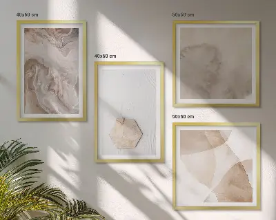 Set de cuadros modernos para salón con diseño abstracto inspirado en la naturaleza