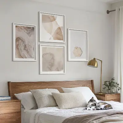 Set de cuadros modernos para salón con diseño abstracto inspirado en la naturaleza