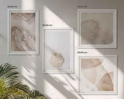 Set de cuadros modernos para salón con diseño abstracto inspirado en la naturaleza