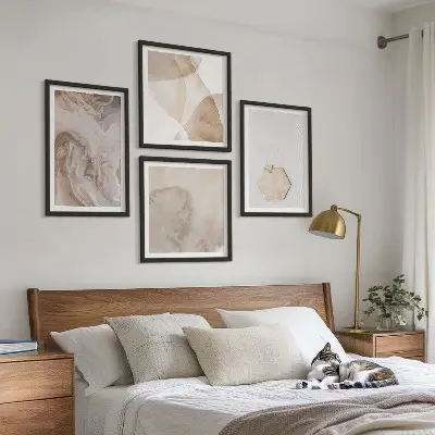 Set de cuadros modernos para salón con diseño abstracto inspirado en la naturaleza