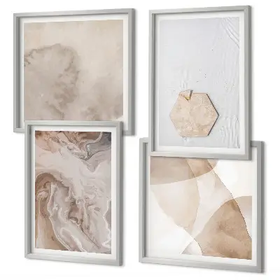 Set de cuadros modernos para salón con diseño abstracto inspirado en la naturaleza