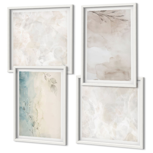 Set de 4 cuadros para salón Textura de pintura de acuarela