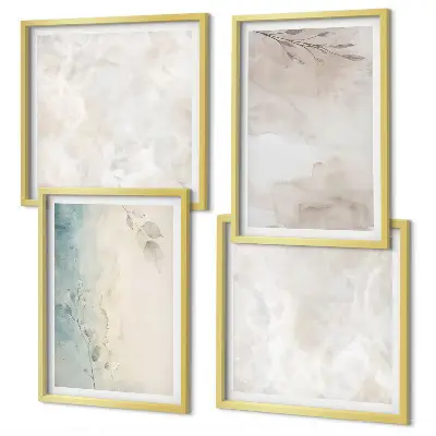 Set de 4 cuadros para salón con diseño de textura de pintura de acuarela