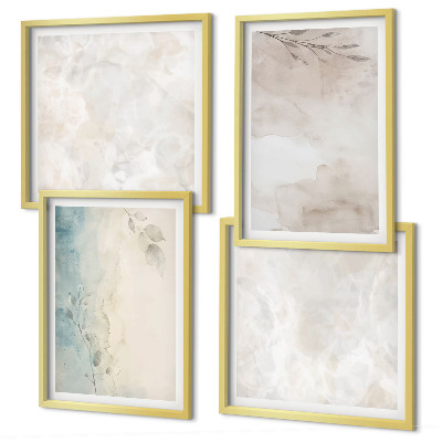 Set de 4 cuadros para salón Textura de pintura de acuarela