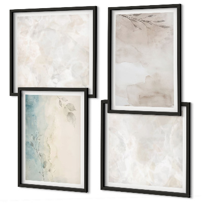 Set de 4 cuadros para salón Textura de pintura de acuarela