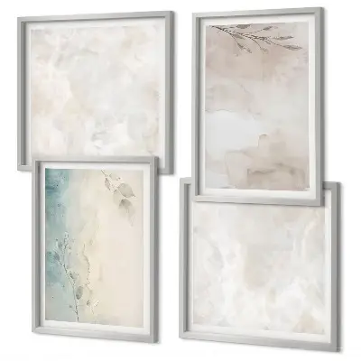 Set de 4 cuadros para salón con diseño de textura de pintura de acuarela