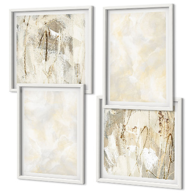 Set de 4 cuadros para salón Diseño de pintura con textura brillante