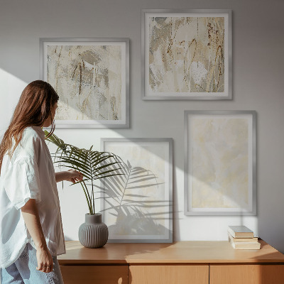 Set de 4 cuadros para salón Diseño de pintura con textura brillante
