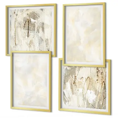Set de 4 cuadros para salón con diseño de pintura de textura brillante