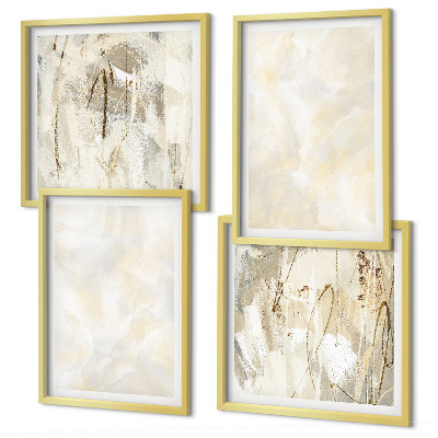 Set de 4 cuadros para salón Diseño de pintura con textura brillante