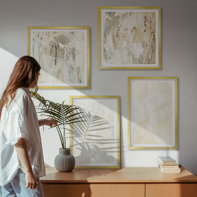 Set de 4 cuadros para salón Diseño de pintura con textura brillante