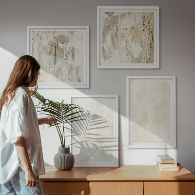 Set de 4 cuadros para salón Diseño de pintura con textura brillante