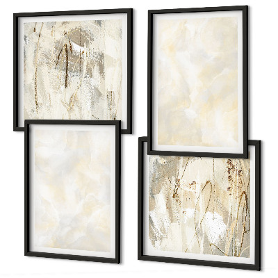 Set de 4 cuadros para salón Diseño de pintura con textura brillante