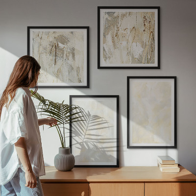 Set de 4 cuadros para salón Diseño de pintura con textura brillante